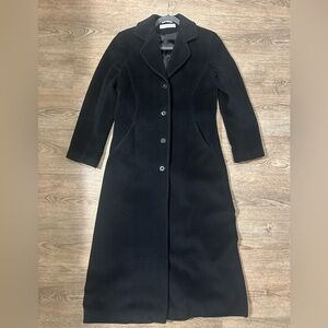 Via Spiga Made in Italy Elegant Black Long Coat Medium 6 36 100% virgin wool